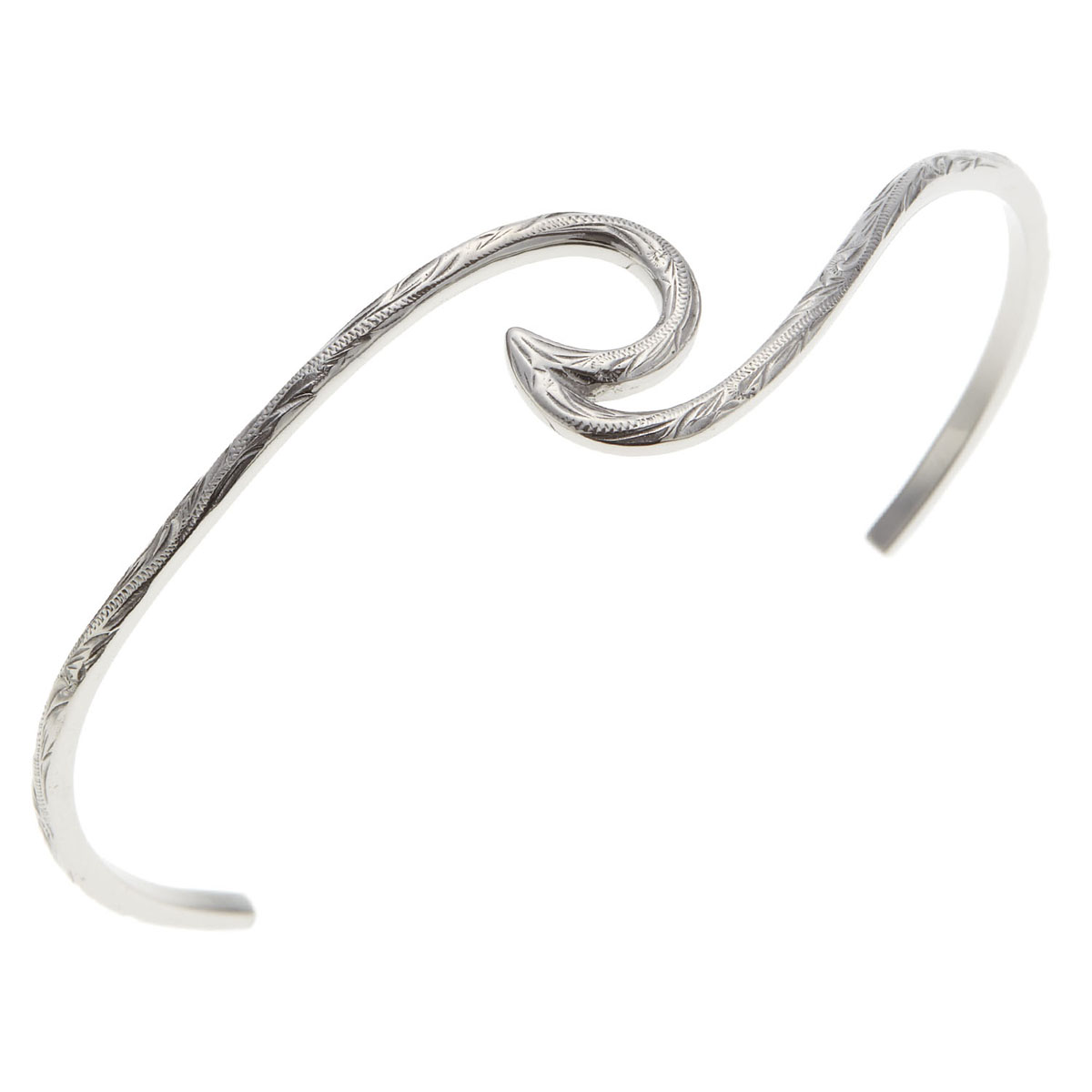 バングル ユニセックス サージカルステンレス スクロール 波 ナル 海