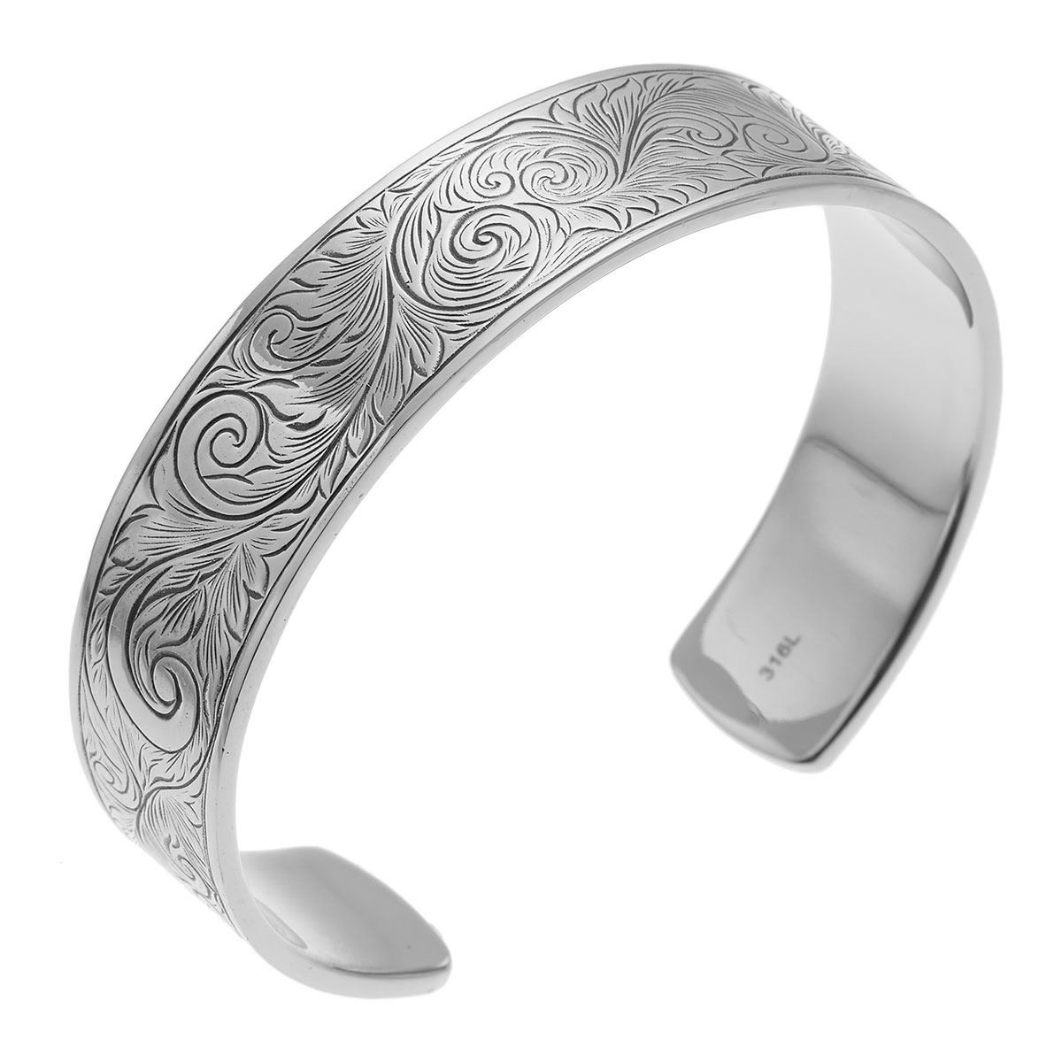 バングル ハワイアンジュエリー サージカルステンレス製 彫刻 幅広