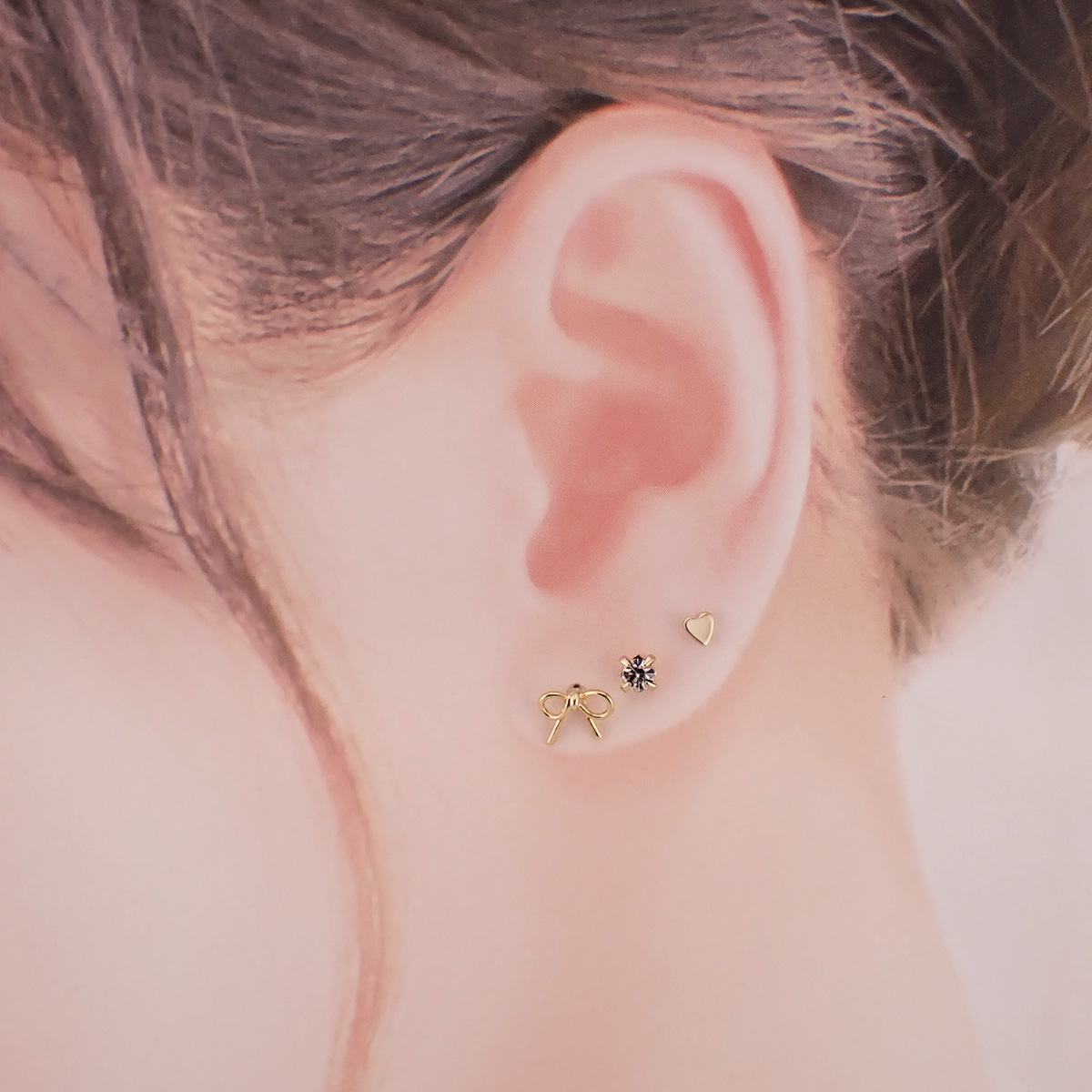 ピアスセット レディース サージカルステンレス製ポストのリボン