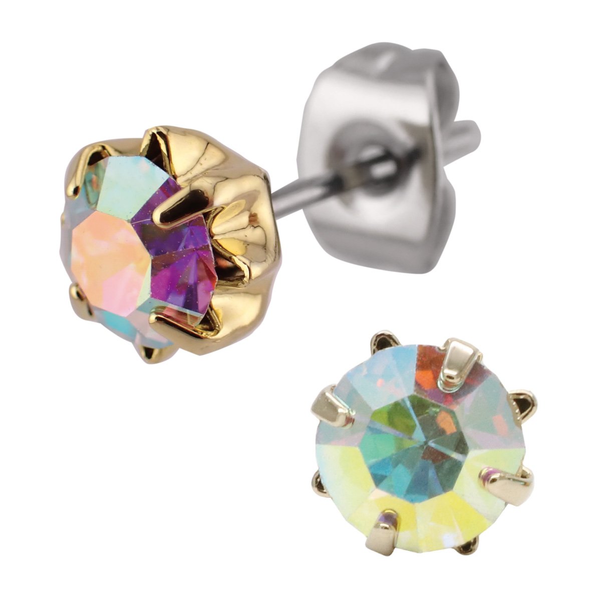 カラフルなラインストーン風ラインストーンのピアス チタン製ポスト 5