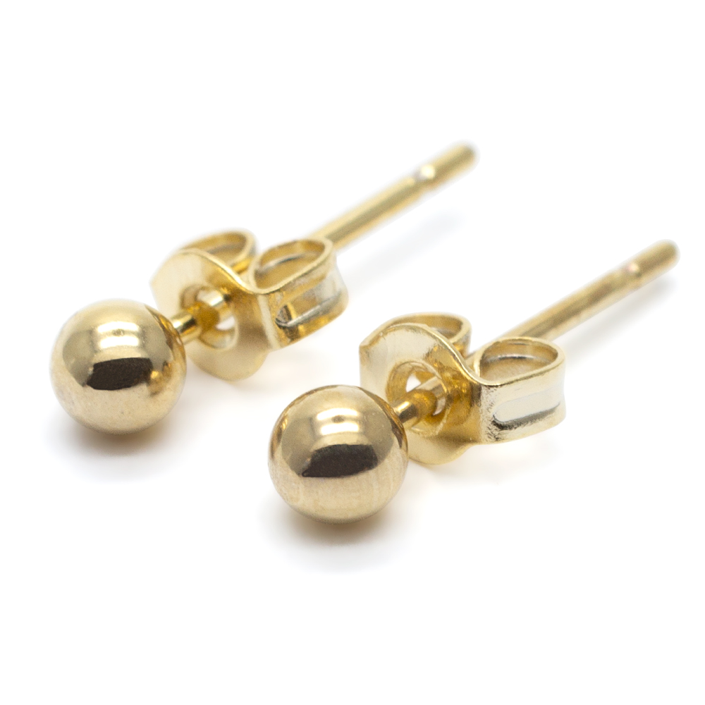 3mmボールピアス レディース 24K 18Kピンクゴールド プラチナ本