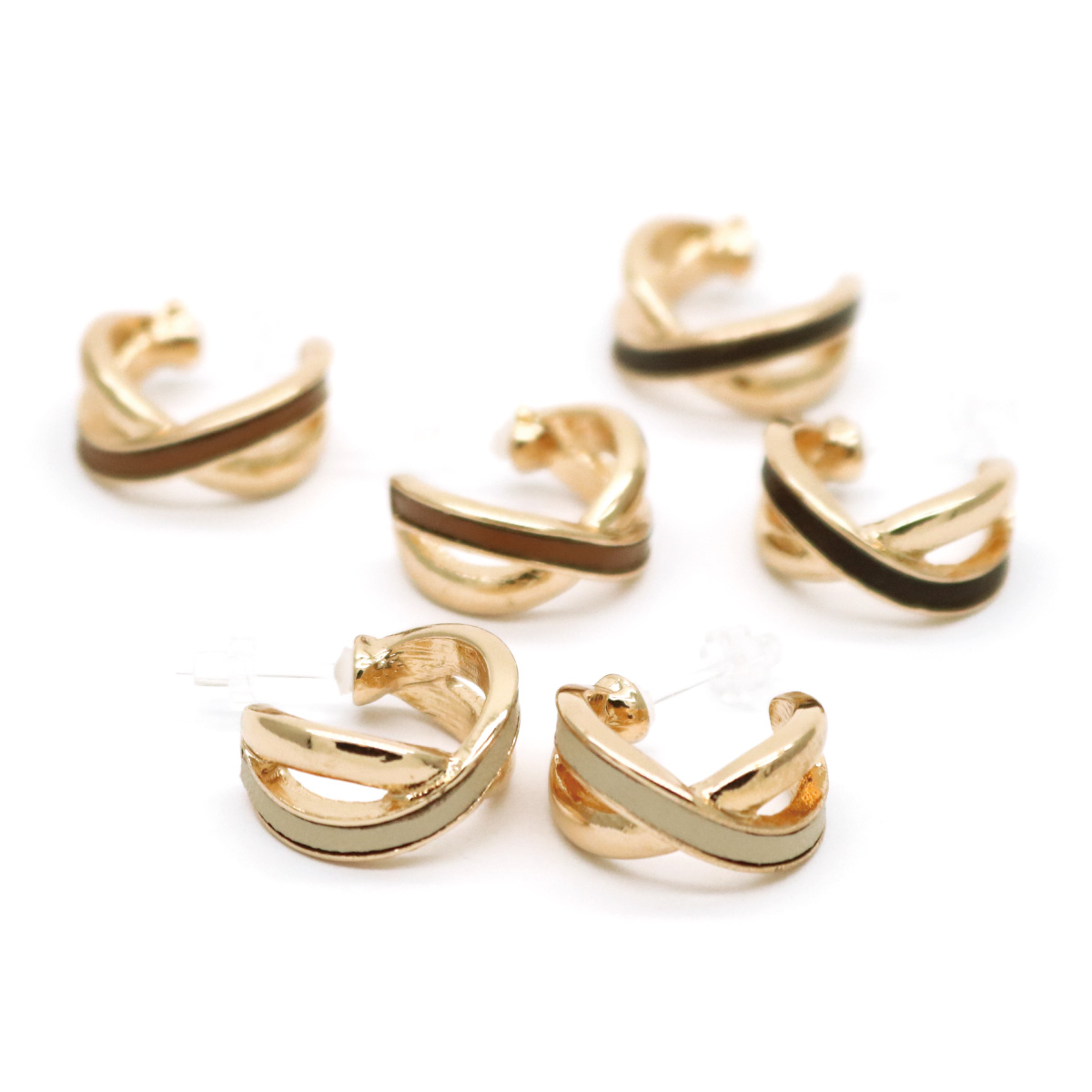 Yahoo! Yahoo!ショッピング(ヤフー ショッピング)ピアス 樹脂製ポスト メタルライン 交差 クロス お肌に優しい 金属アレルギー対応 金アレ 荒れにくい