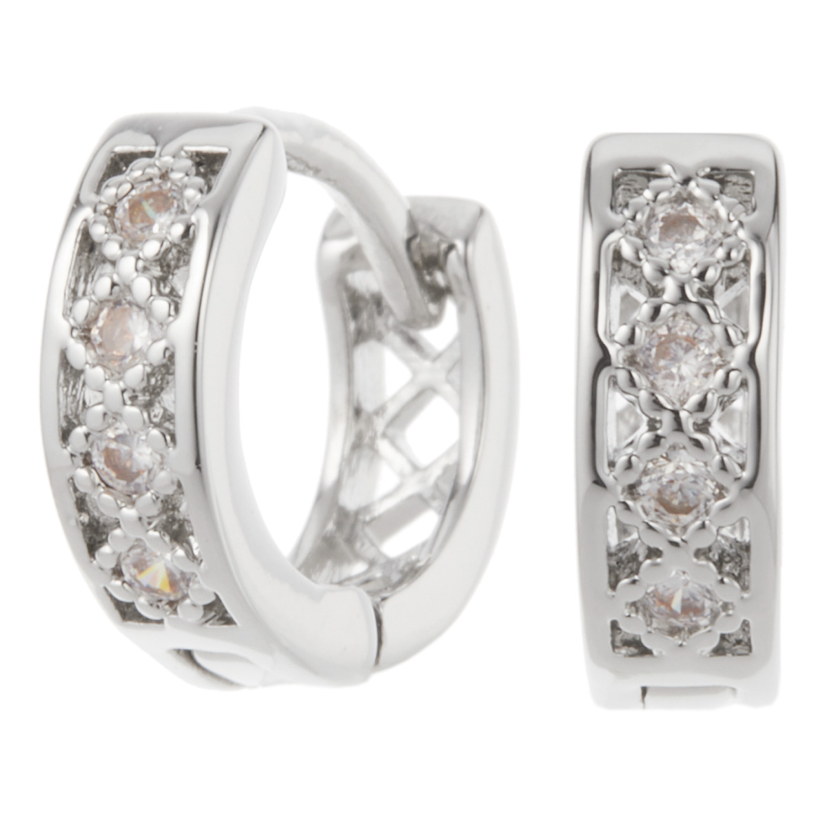 組み合わせ無限大！1つ売りピアス ミニフープ  SHINY ひし形 Rectangle Gem Mini Hoop Stud | Pasand by ne Quittez pas