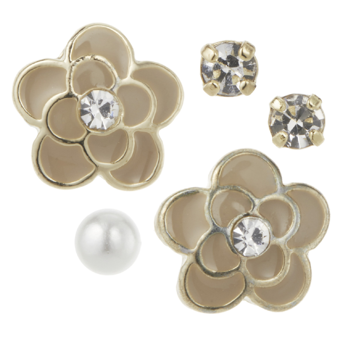 セットピアス レディース 樹脂ポスト 5点セット 花 フラワー パール 一