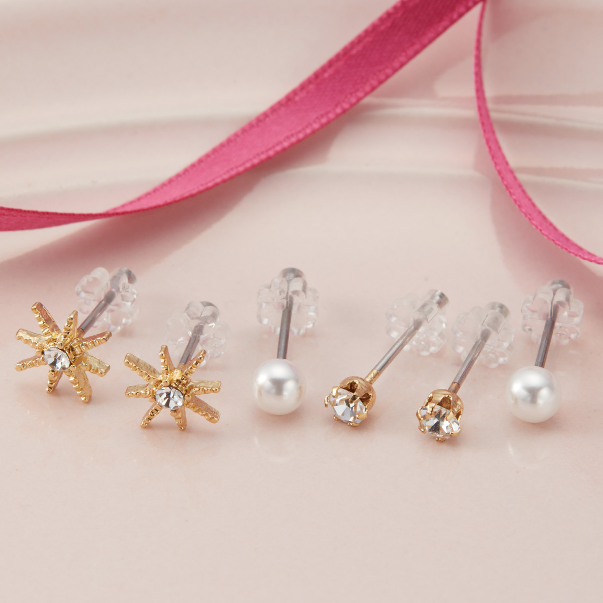 セットピアス サージカルステンレス製 6点セット 八芒星 スター 一粒