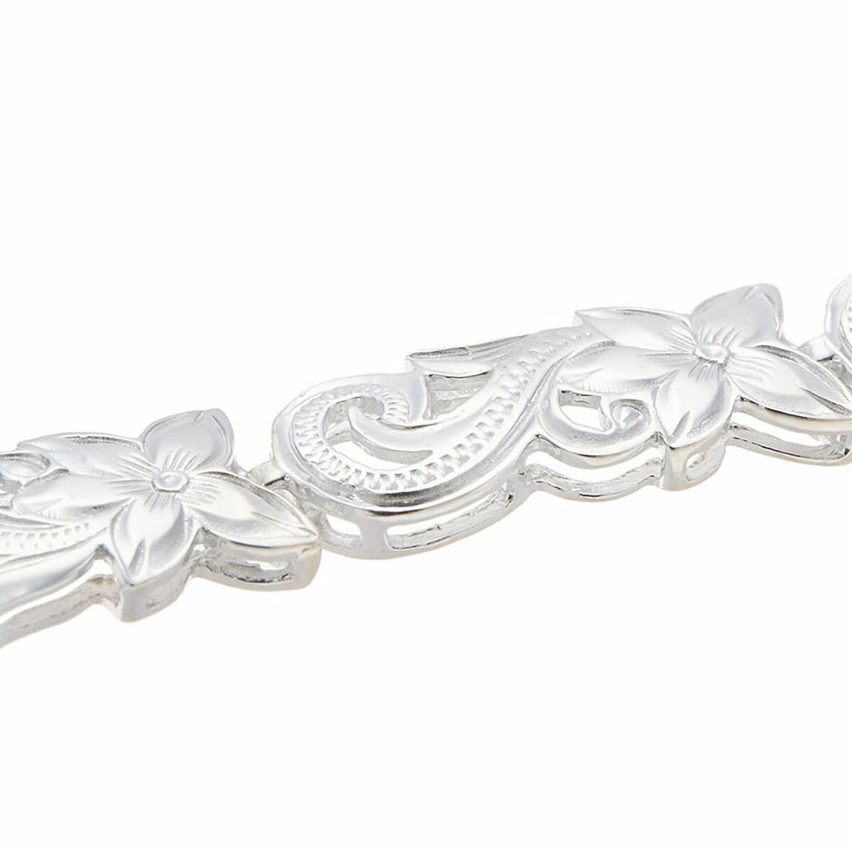 ブレスレット シルバー925 ハワイアンジュエリー 彫刻 プルメリア 波