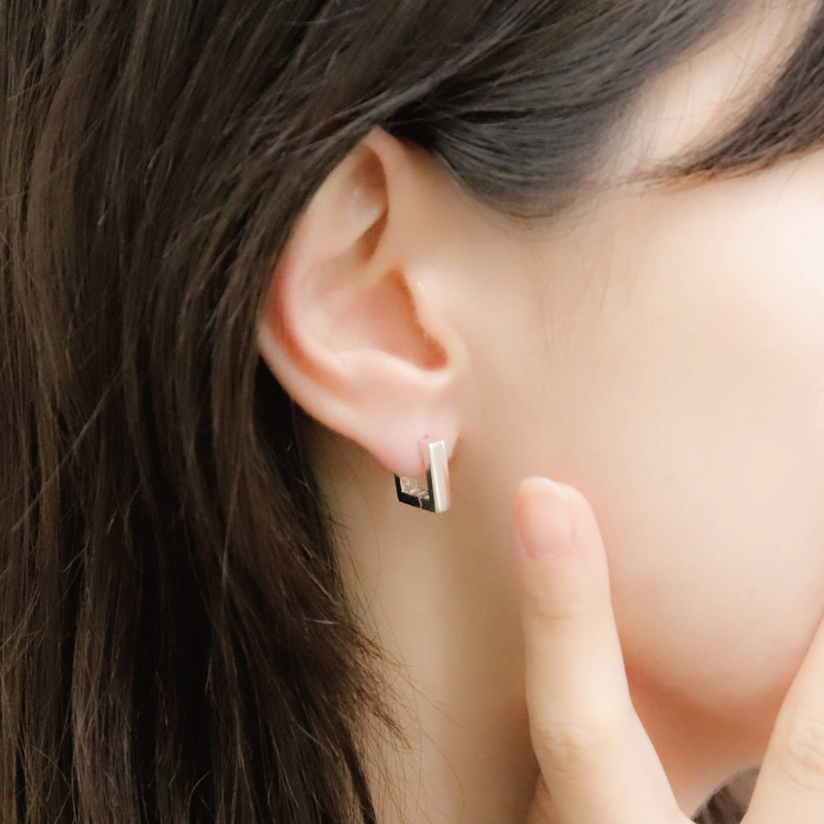 ピアス フープ レディース 両耳用 シルバー925 四角 スクエア型 フープ