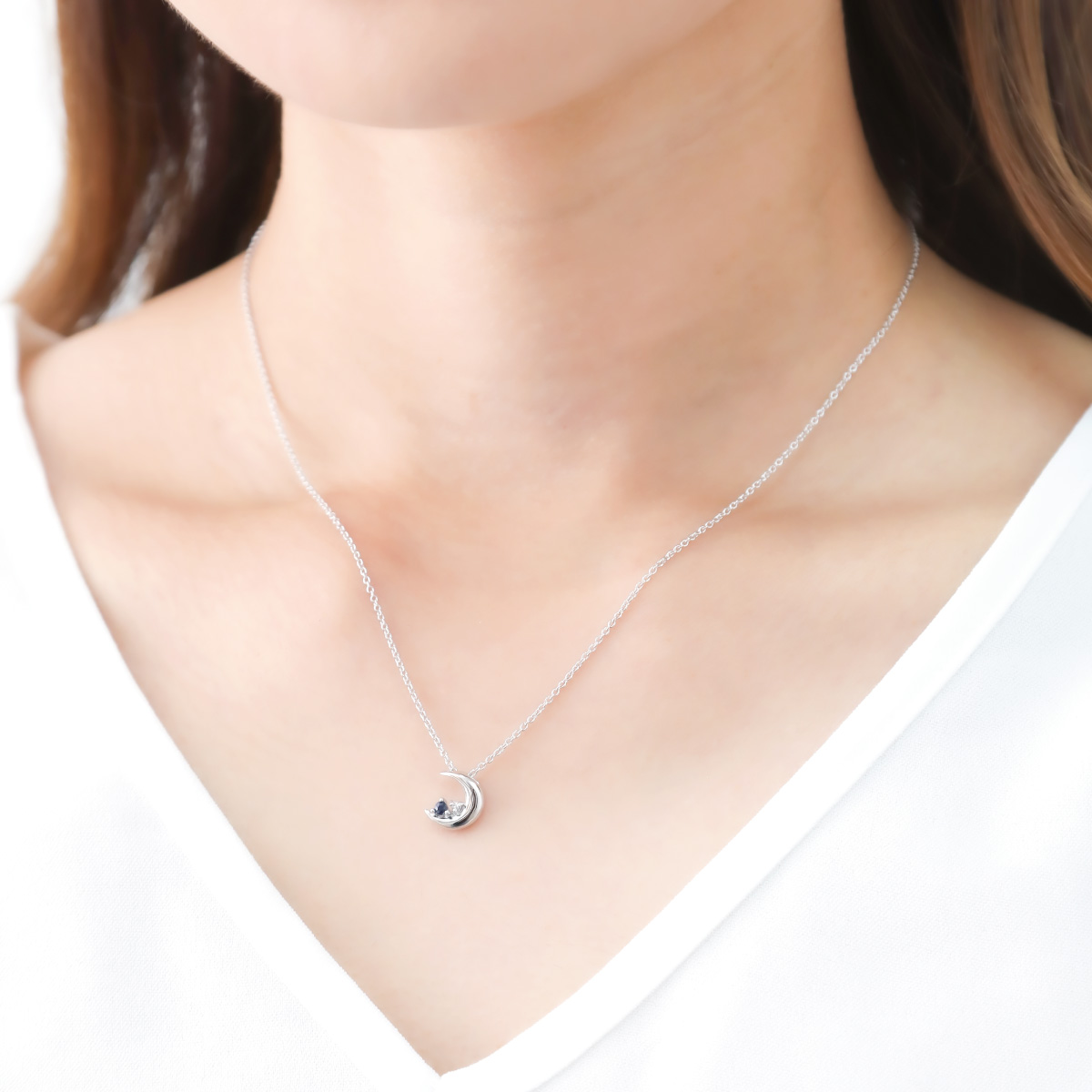 ムーンモチーフペンダントネックレス 誕生石とダイヤモンドをセッティング 爆買 |  | 05