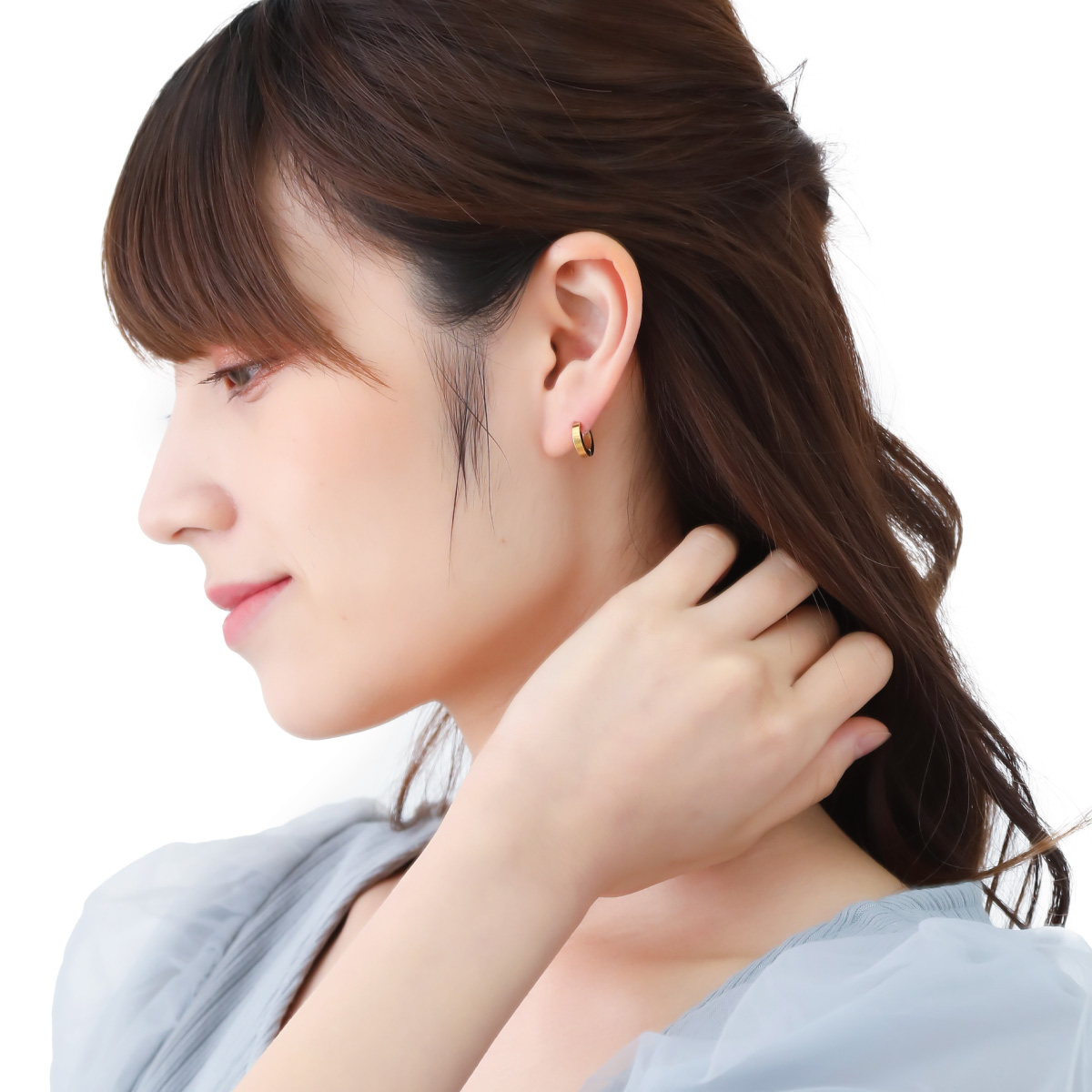 スモールフープピアス　k18 3M 美品　14mm ヴィンテージ　アンティーク フープピアス レディース メンズ サージカルステンレス製 片耳用
