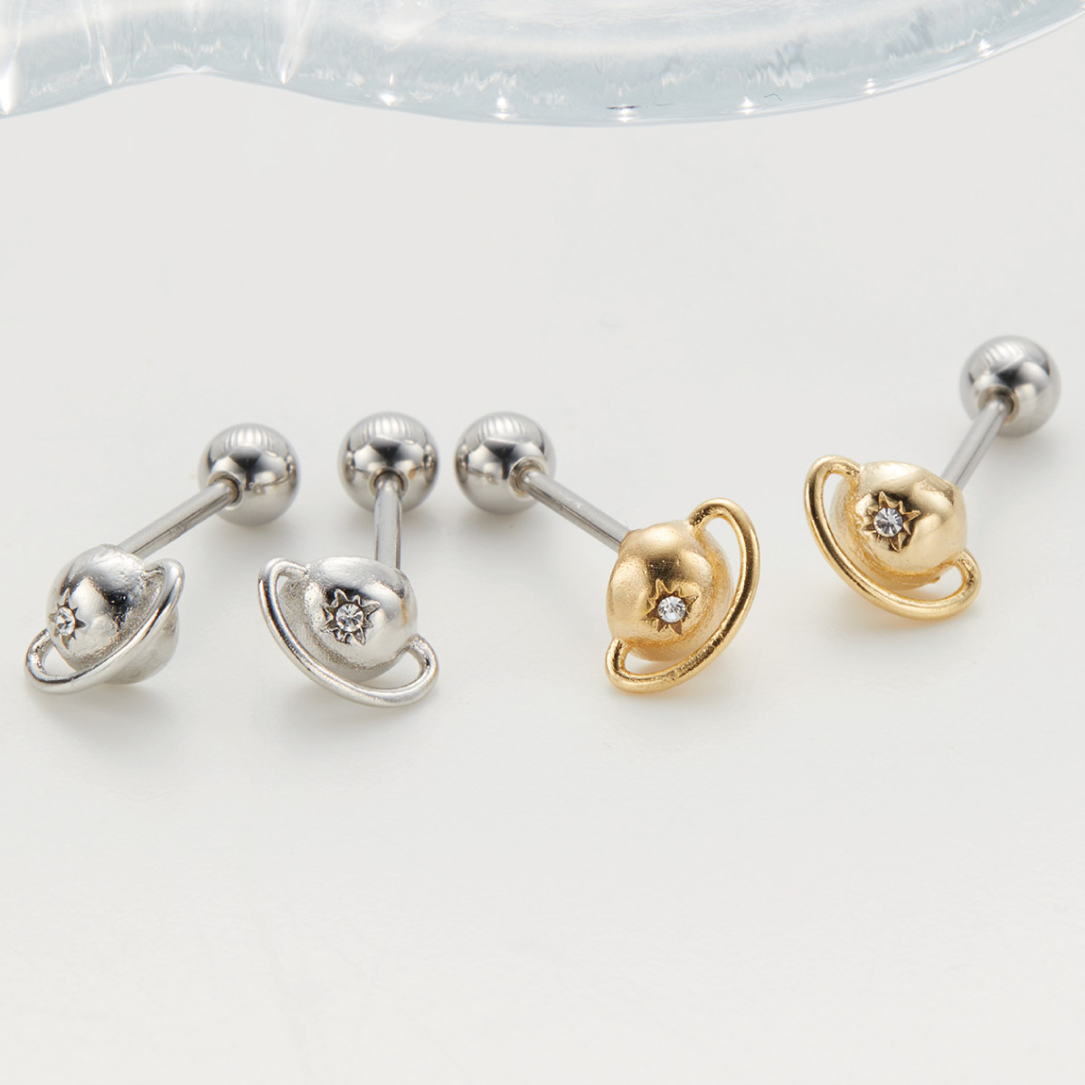ボディピアス 18G レディース サージカルステンレス316L 両耳用 土星