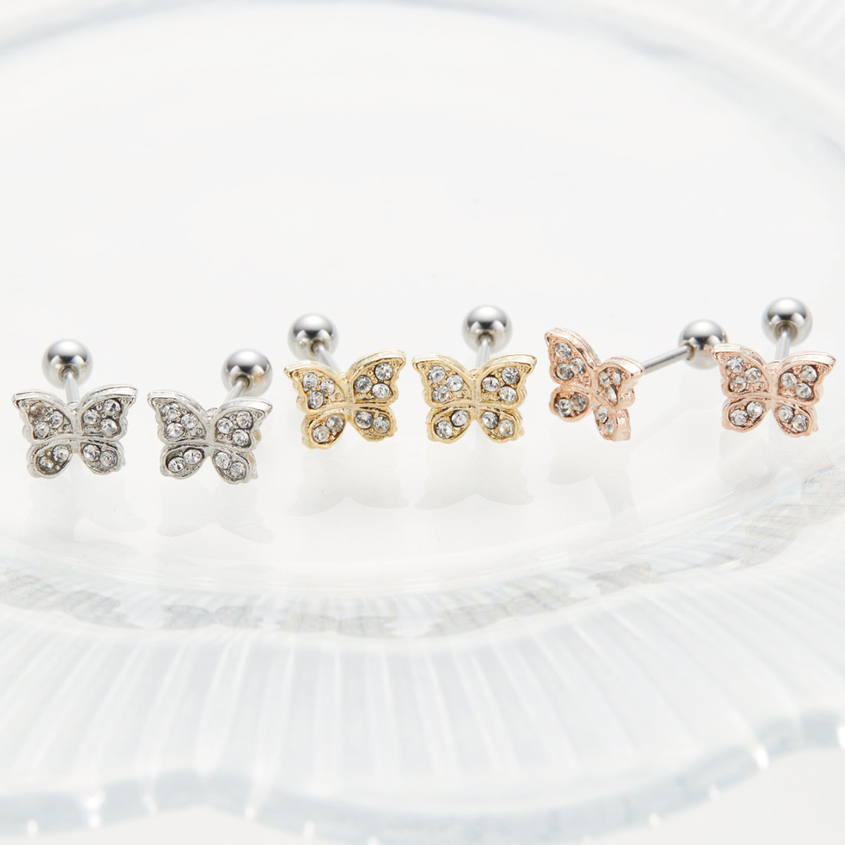 ボディピアス 18G レディース サージカルステンレス316L 両耳用 蝶