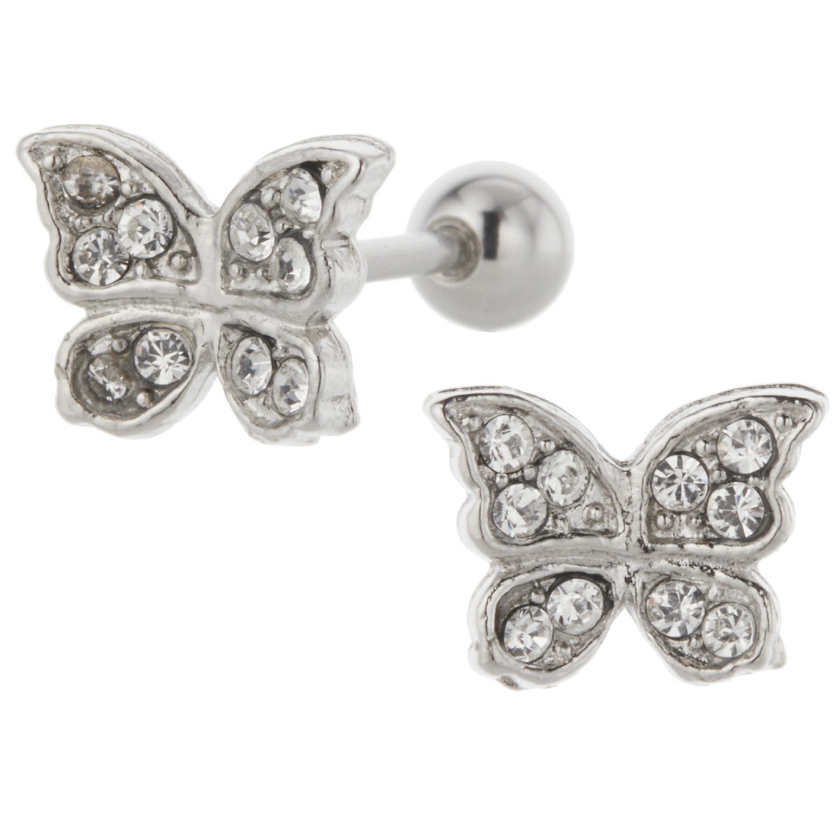 ボディピアス 18G レディース サージカルステンレス316L 両耳用 蝶