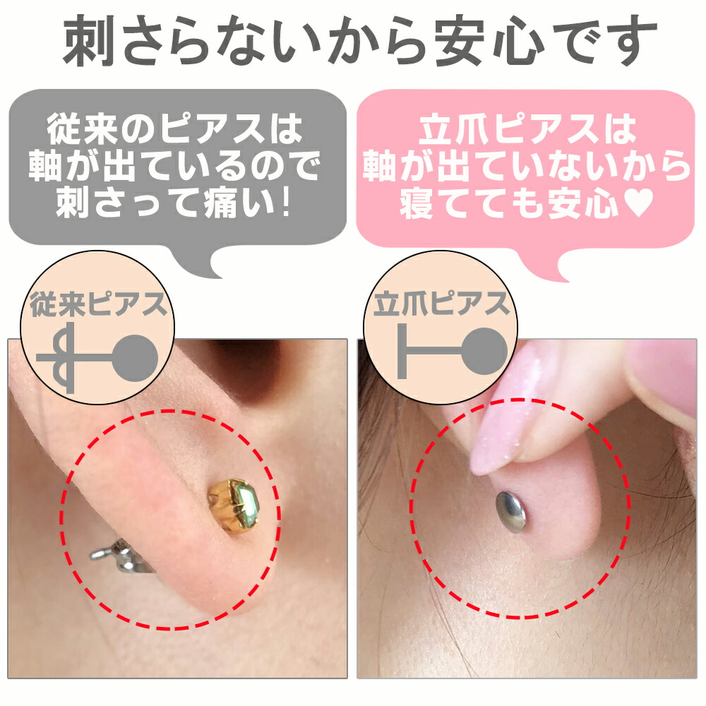 ピアス ボディピアス 1粒 3本爪 5mm石 16G 軟骨兼用 片耳用 付けっ