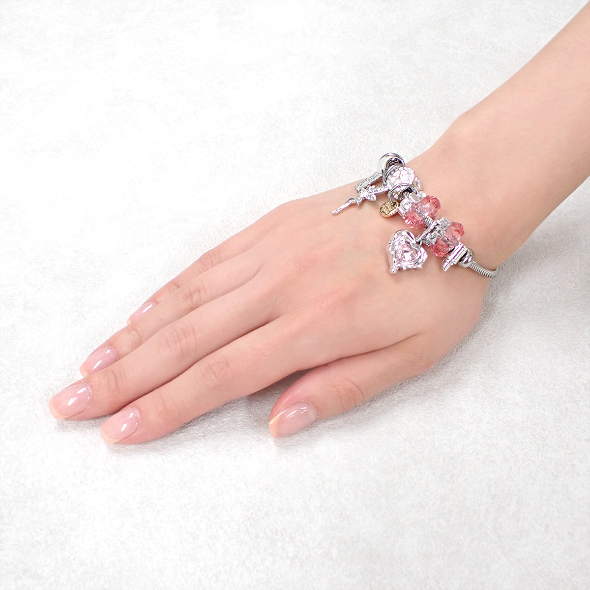 レディース アクセサリー チャームブレスレット バングル ハート 