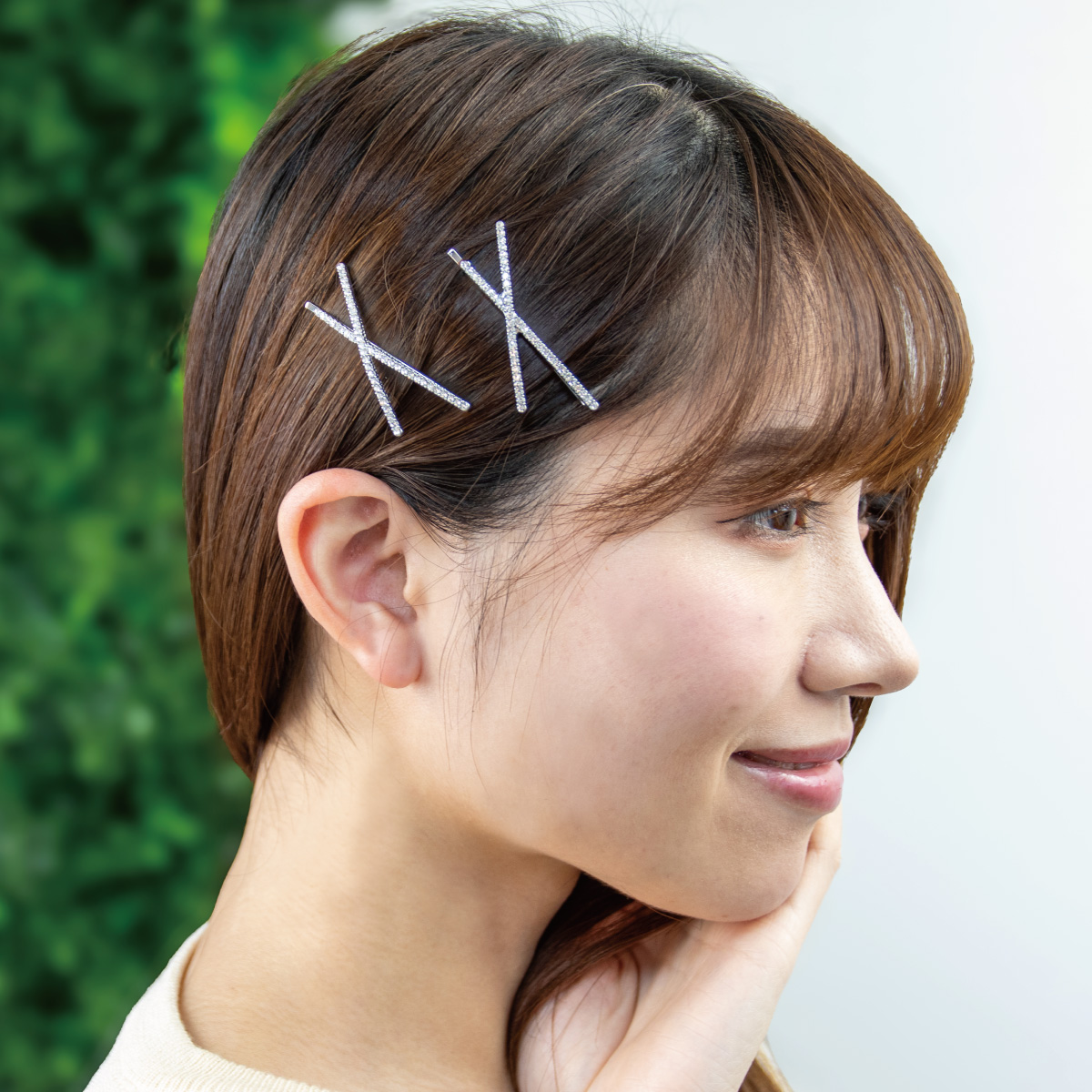 ヘアピン ヘアアクセサリー レディース 2個セット ラインストーン