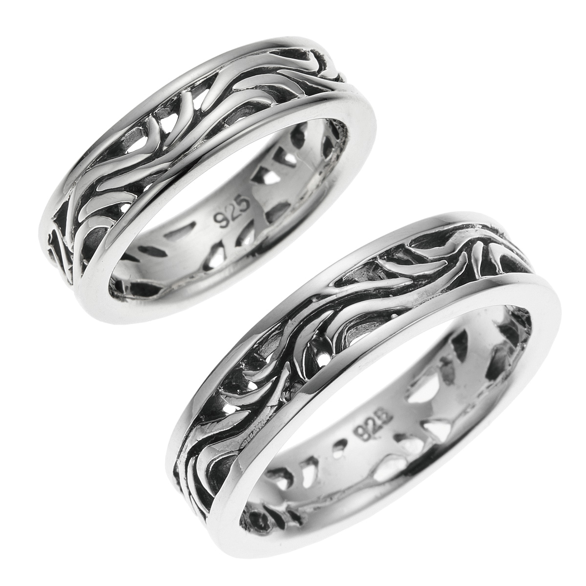 ペアリング レディース メンズ シルバー925 燻し アラベスク 模様 唐草