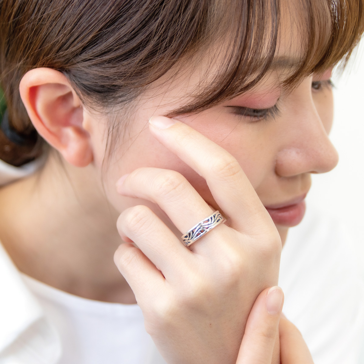 リング レディース シルバー925 燻し アラベスク 模様 唐草