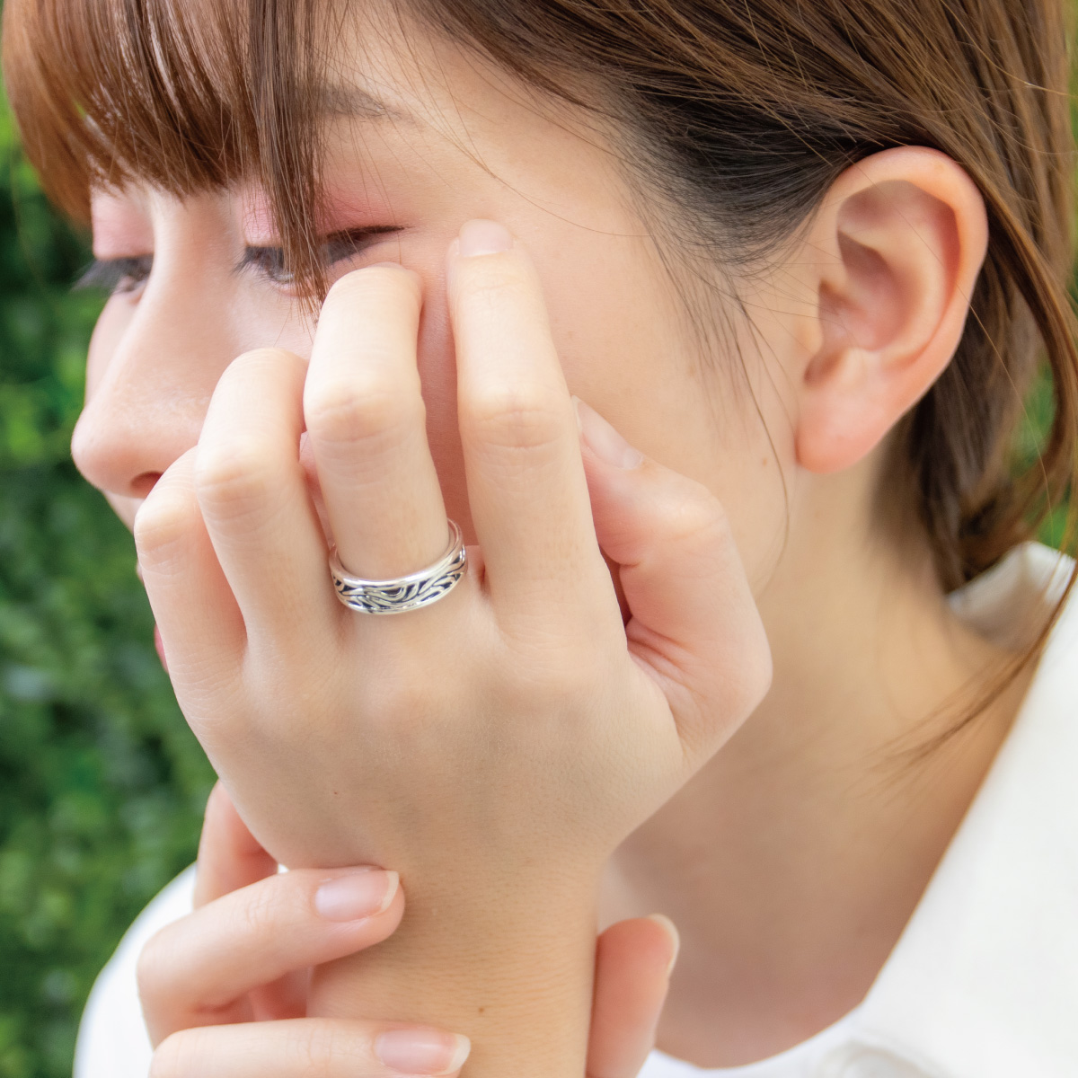 リング レディース シルバー925 燻し アラベスク 模様 唐草 透かし彫り