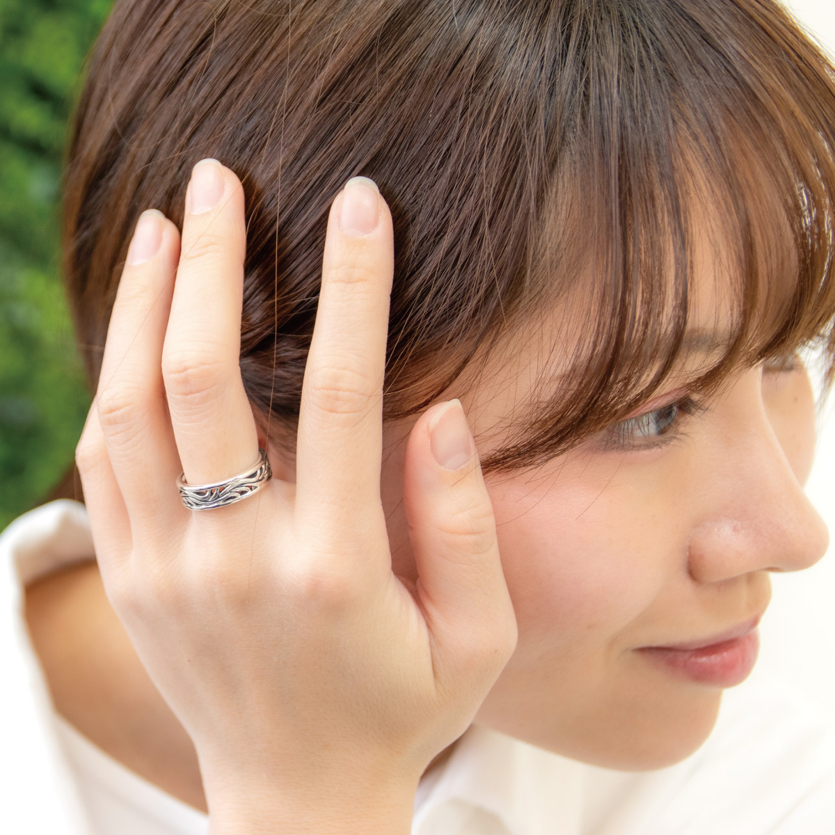リング レディース シルバー925 燻し アラベスク 模様 唐草 透かし彫り 