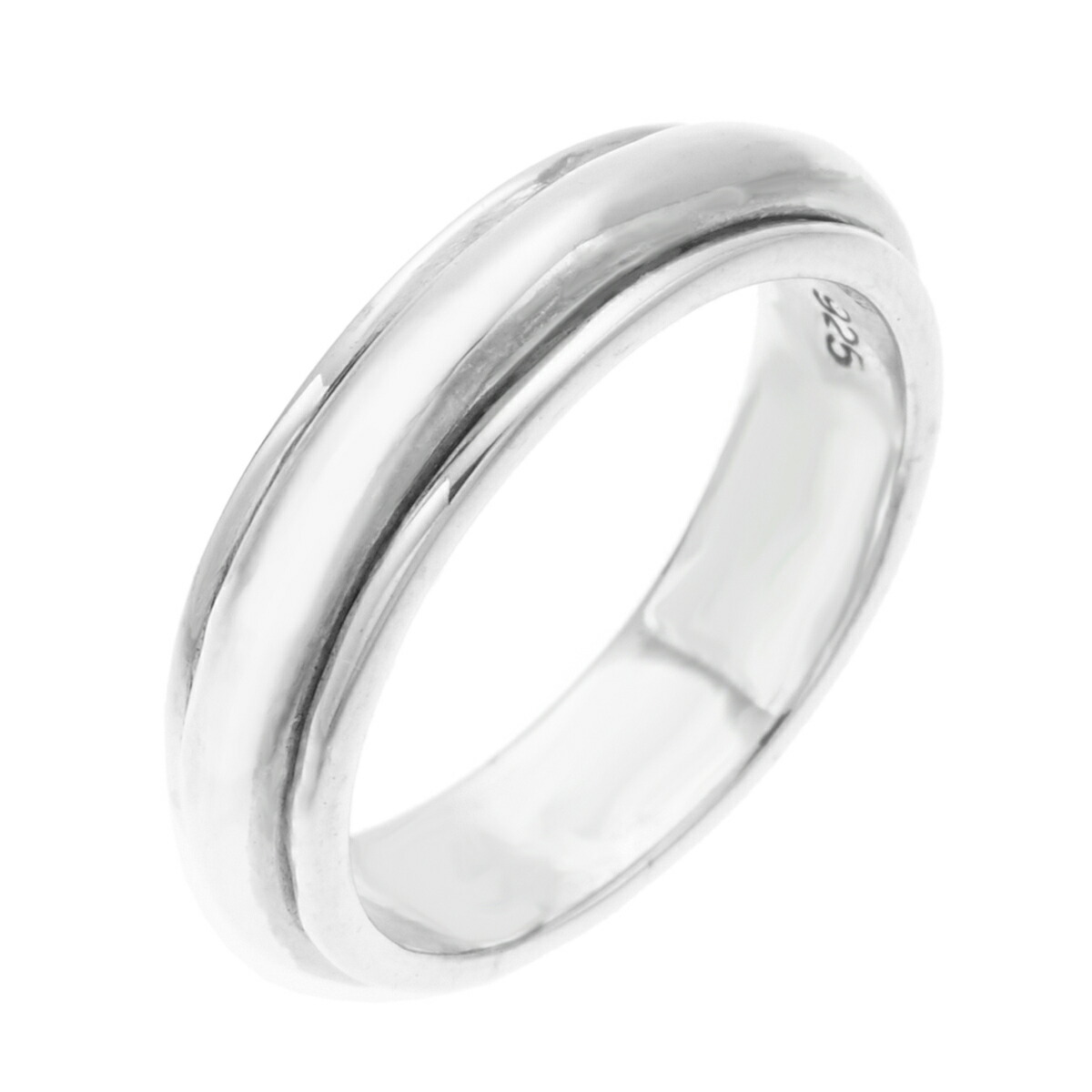 シルバー925 Sterling 甲丸デザインリング/軽研磨仕上げ/23号 リング シルバー925製 甲丸リング 太め 指輪 スクロールリング