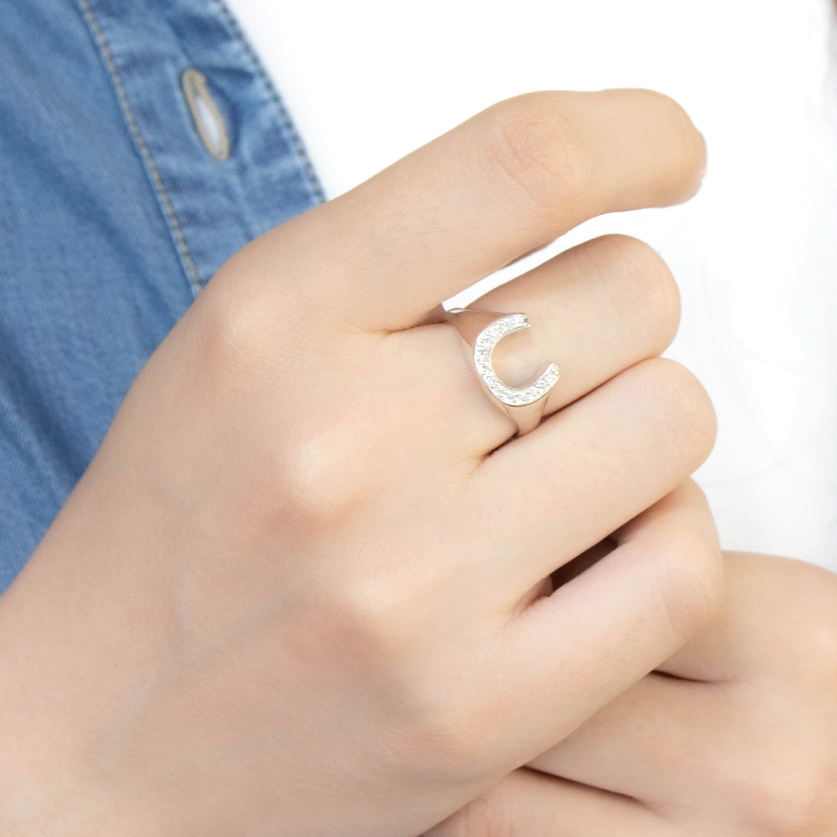 リング レディース シルバー925 キュービックジルコニア 馬蹄 ホース