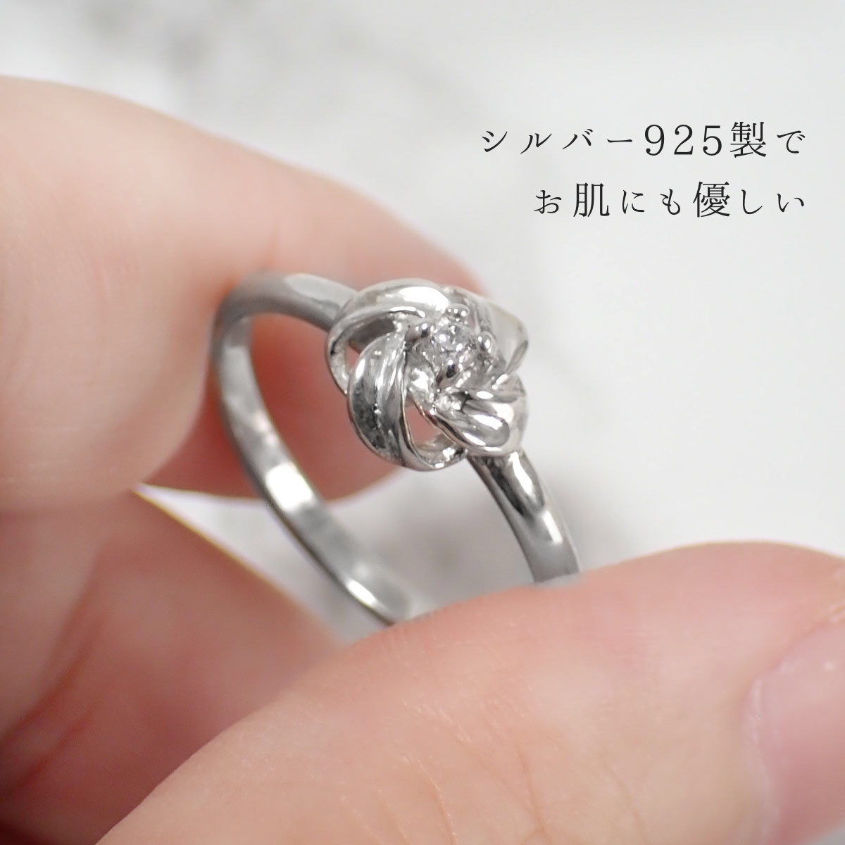 リング レディース シルバー925 ワンストーン 花 フラワー 薔薇 バラ 