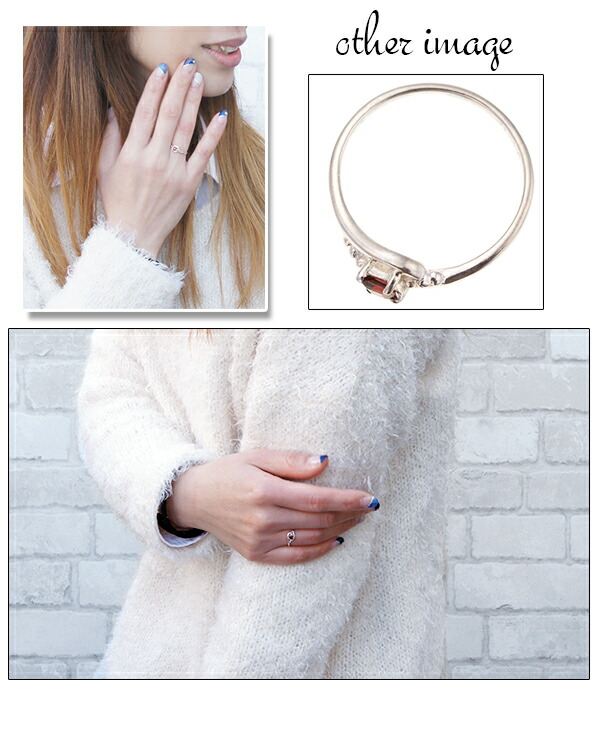 リング 指輪 ピンキーリング レディース ガーネット スクエア 透かし柄