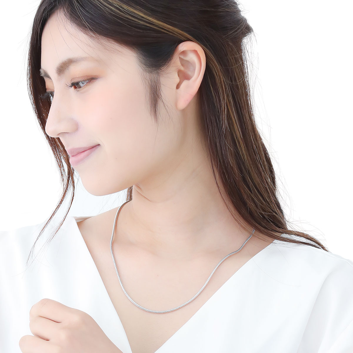 シルバーロングネックレス　SILVER　チェーン　シンプル　50 SWING スウィング ロングネックレス ホローチェーン ネックレス