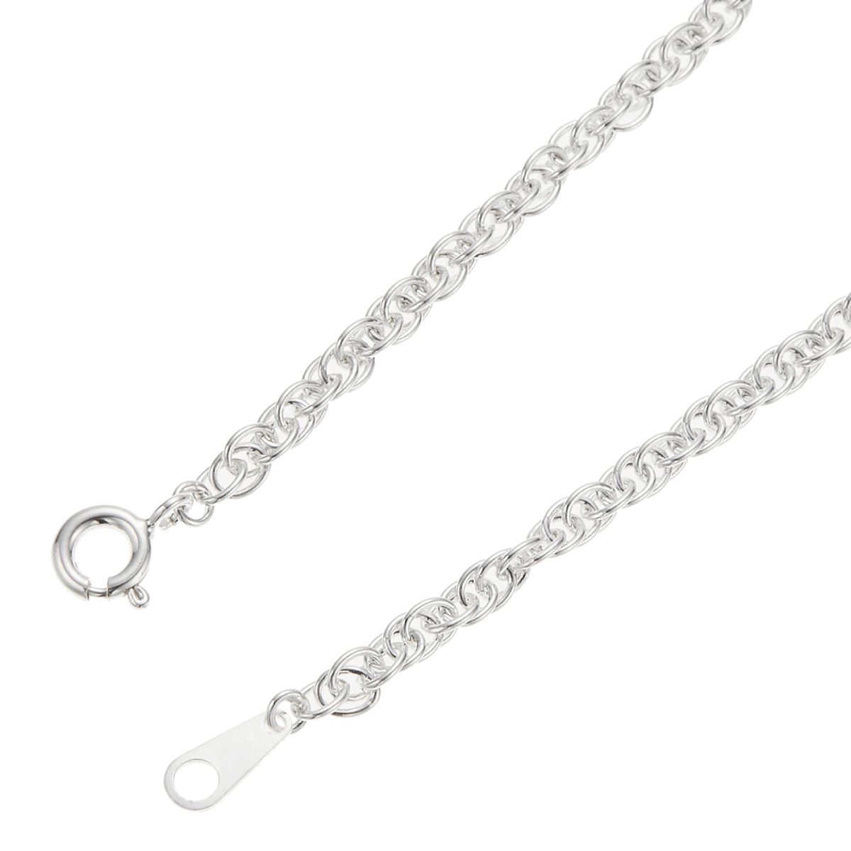 ネックレス チェーン 50cm レディース メンズ シルバー925 ダブル小豆 太さ3mm ロープチェーン 光沢 金属アレルギー対応 爆買の画像