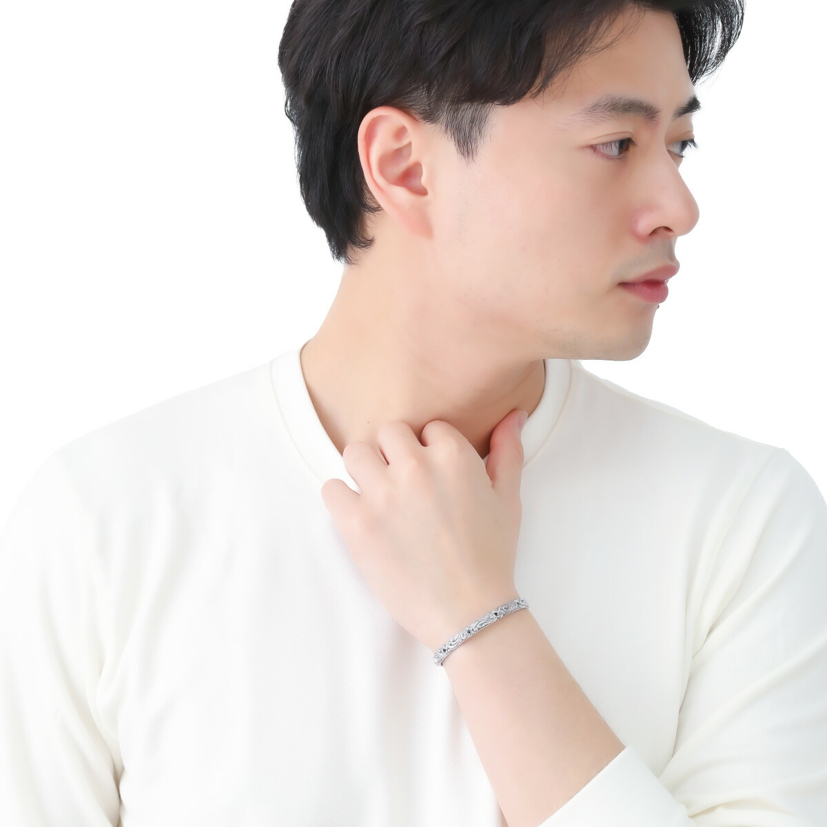 ハワイアンジュエリー シルバー バングル メンズ 925 ブレスレット ライト ブレスレット バングル メンズ シルバー925 キュービック