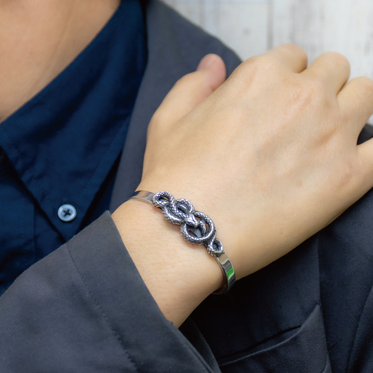 amp japan バングル シルバー925 刻印 スネーク柄 ブレイド ブレス