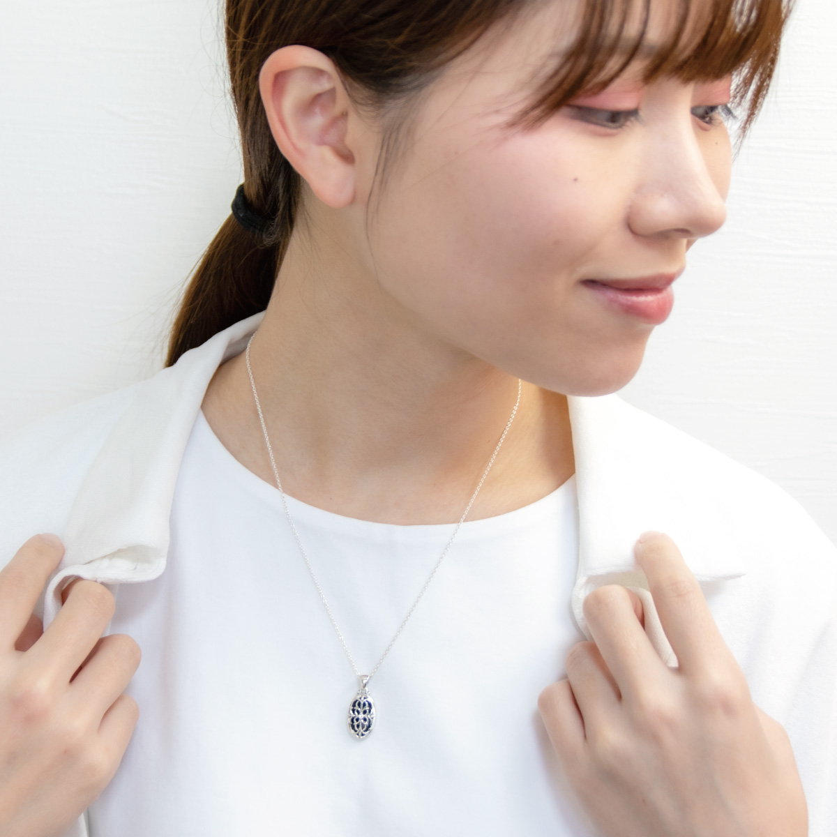 目玉のおやじ　キャラクター型　シルバーネックレス　オニキス　鬼太郎 ゲゲゲの鬼太郎 目玉の親父 Silver 925 ネックレス クラウド