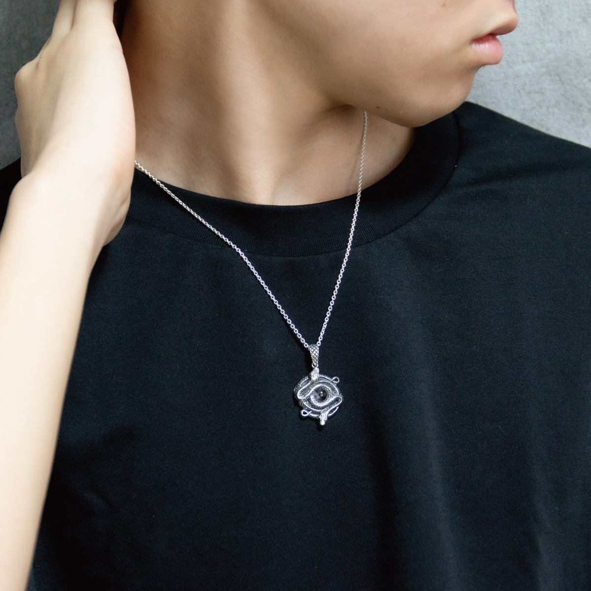 ネックレス ペンダント メンズ シルバー925 水晶 ヘビ スネーク 蛇