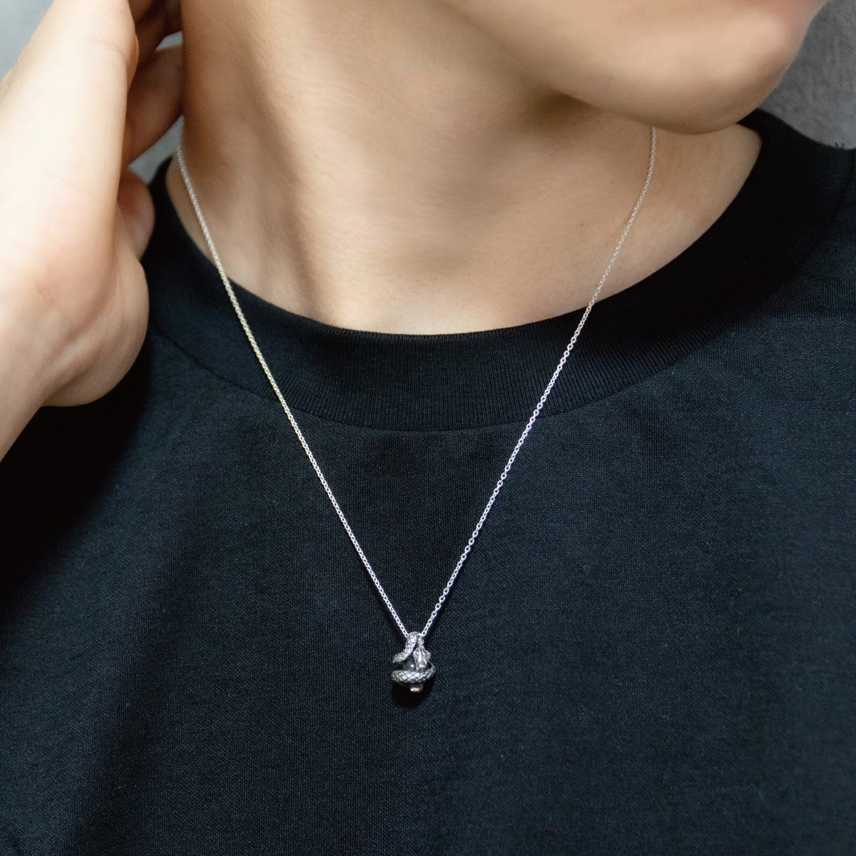 ネックレスとピアス 2点セット ペンダント フープピアス メンズ レディース 両耳用 シルバー925 水晶 蛇 ヘビ 動物 爬虫類 スネーク 爆買の画像