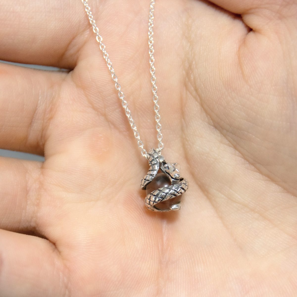 ネックレス ペンダント メンズ シルバー925 水晶 ミニ 小ぶり ヘビ