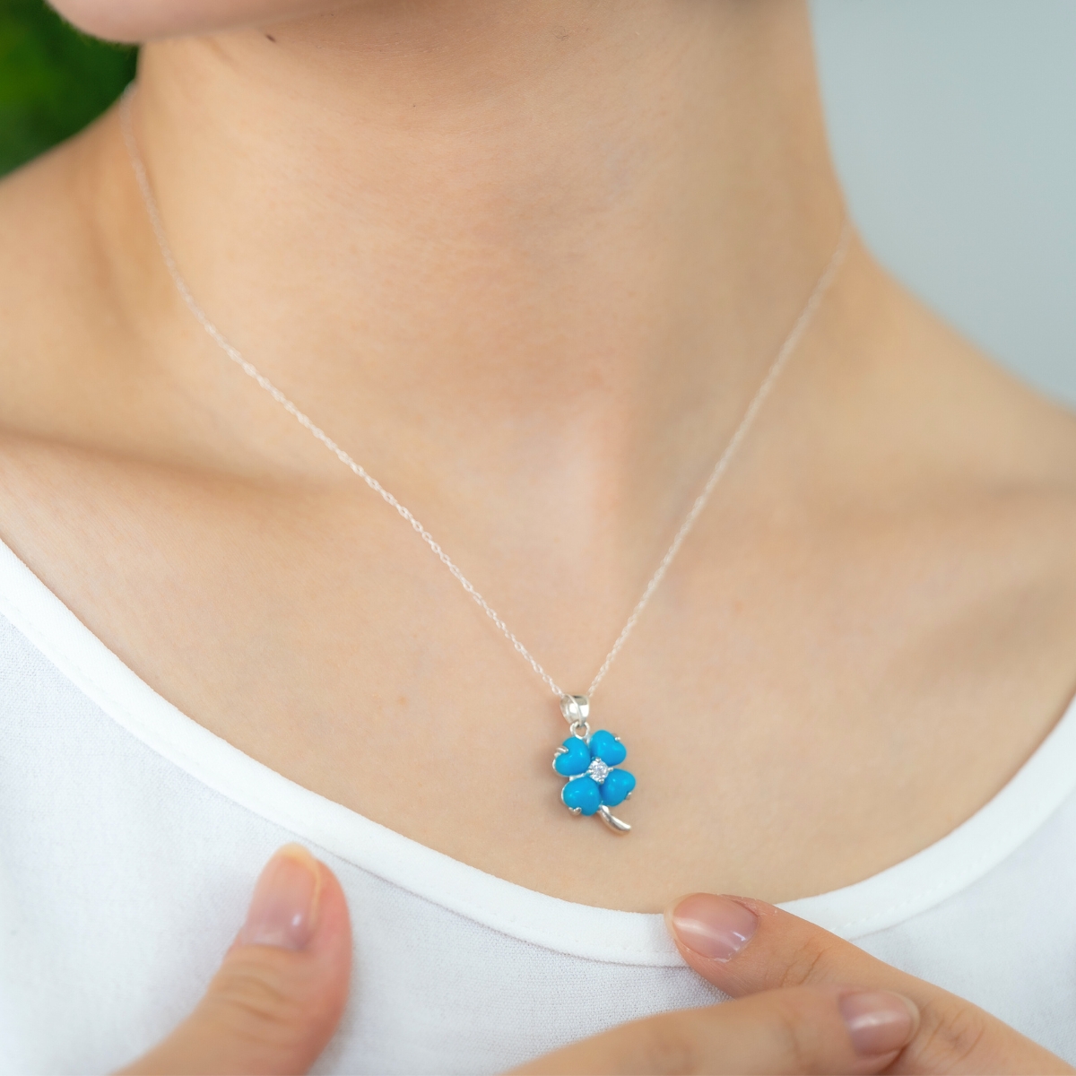 専用です！クローバー　ピアスとネックレス2点 ネックレスとピアス 2点セット シルバー925 ネリターコイズ クローバー