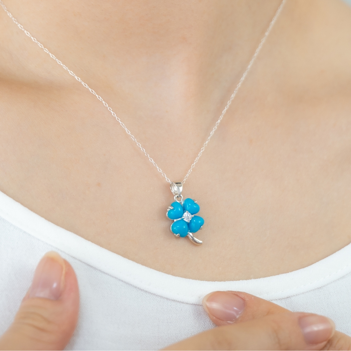 ネックレスとピアス 2点セット シルバー925 ネリターコイズ クローバー