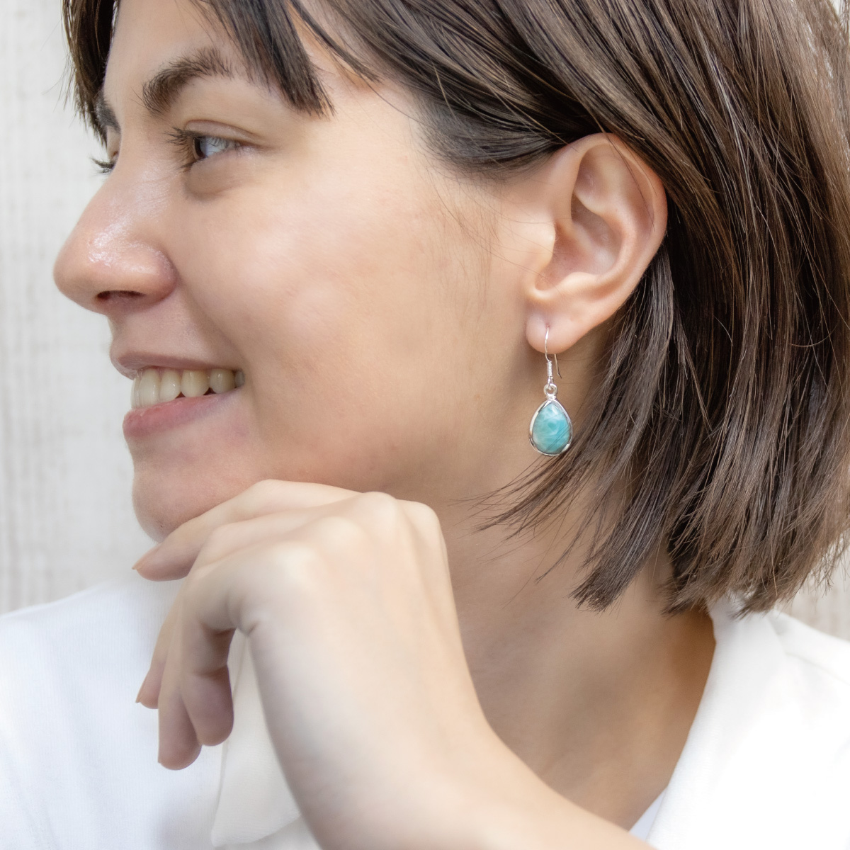 ピアス フック レディース 両耳用 シルバー925 ラリマー 天然石