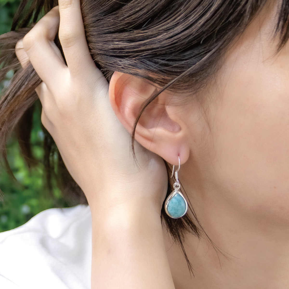 ピアス フック レディース 両耳用 シルバー925 ラリマー 天然石