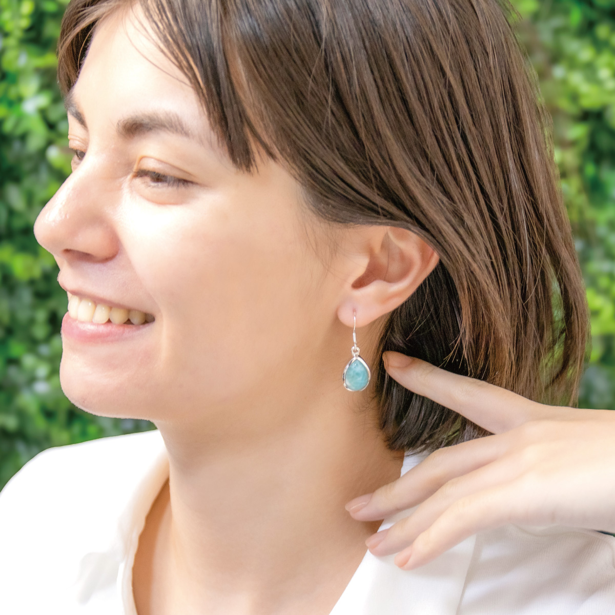 ピアス フック レディース 両耳用 シルバー925 ラリマー 天然石