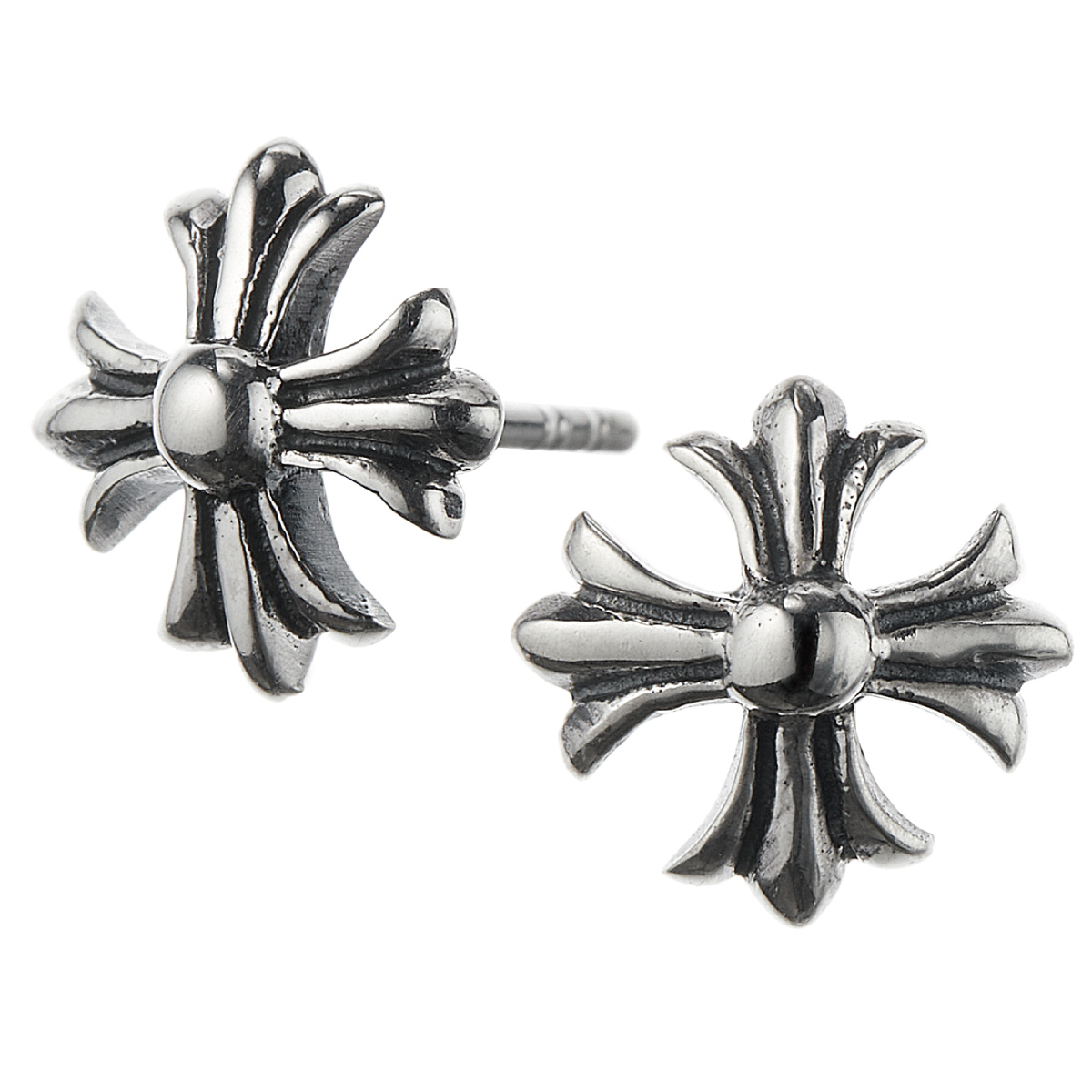 ピアス メンズ レディース 両耳用 シルバー925 燻し 十字架 クロス