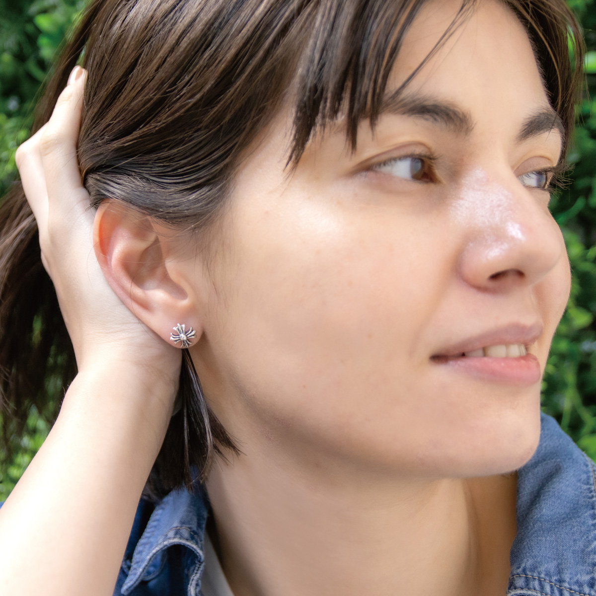 ピアス メンズ レディース 両耳用 シルバー925 燻し 十字架 クロス