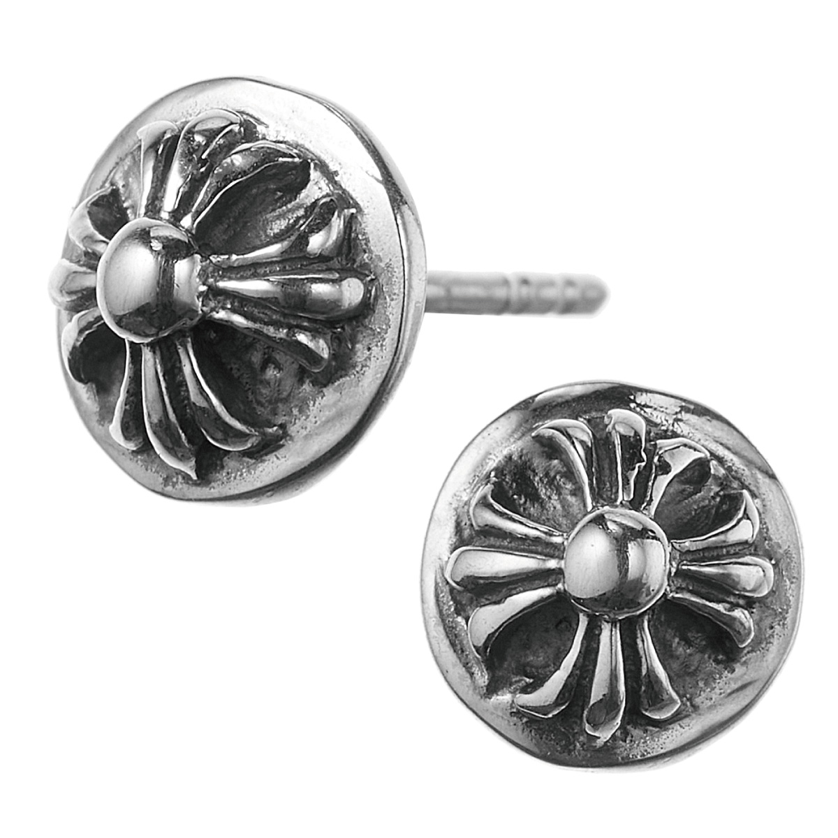 ピアス メンズ レディース 両耳用 シルバー925 燻し ラウンド 丸型