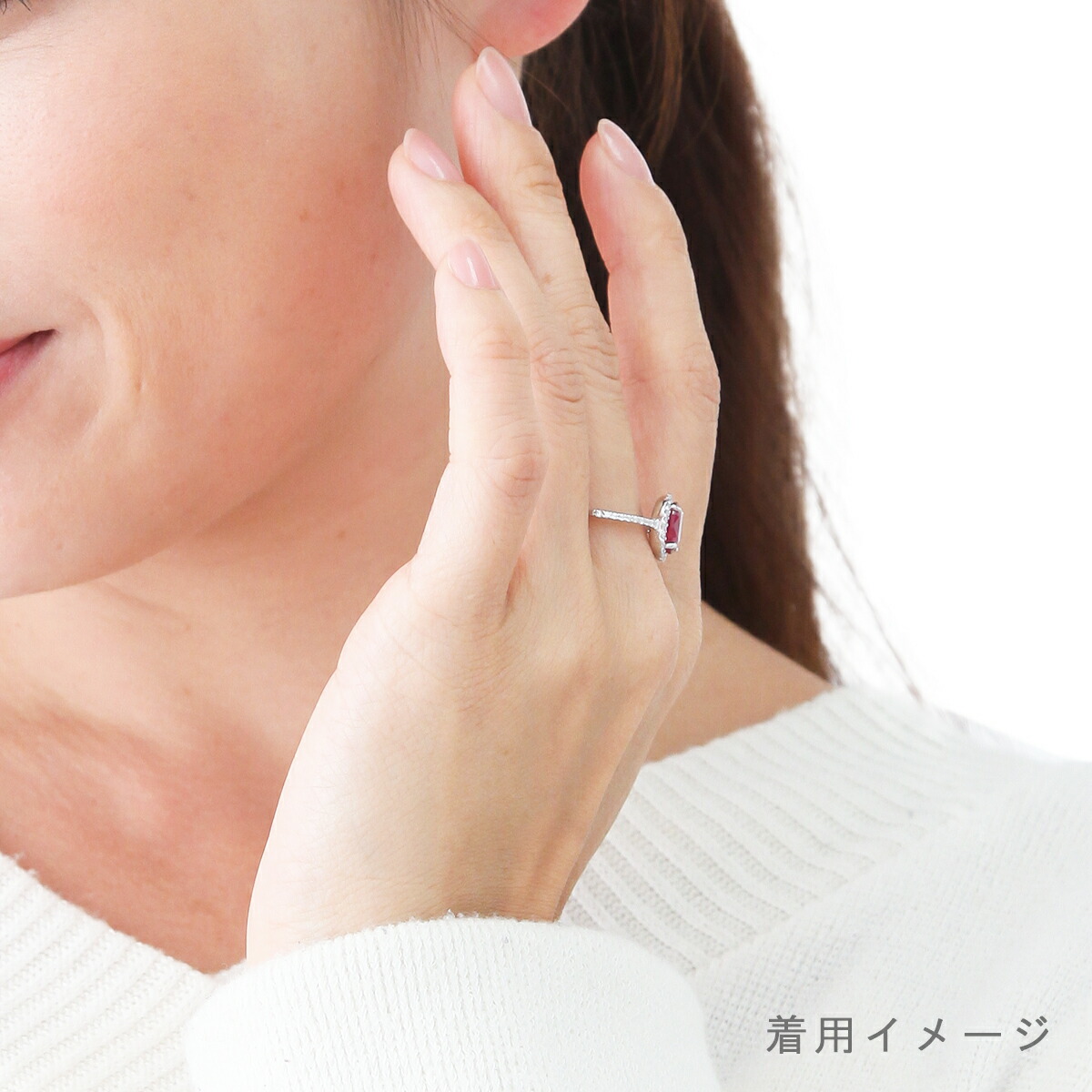 リング ルビー シルバー925 キュービックジルコニア 4本爪 楕円