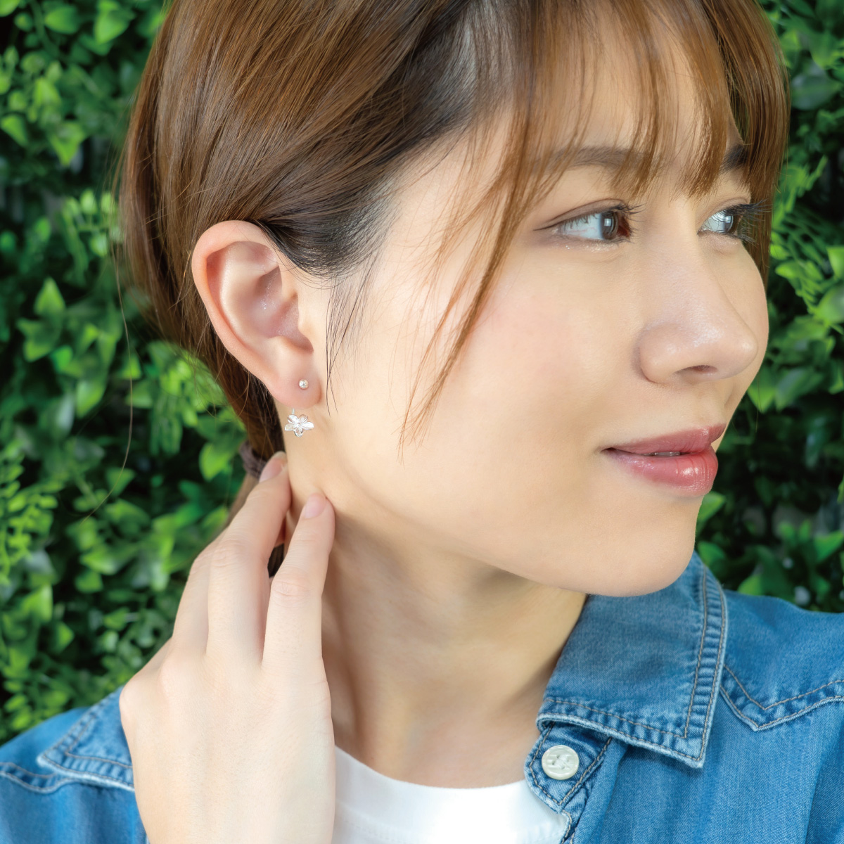 ピアス レディース 両耳用 シルバー925 花 フラワー バックキャッチ C