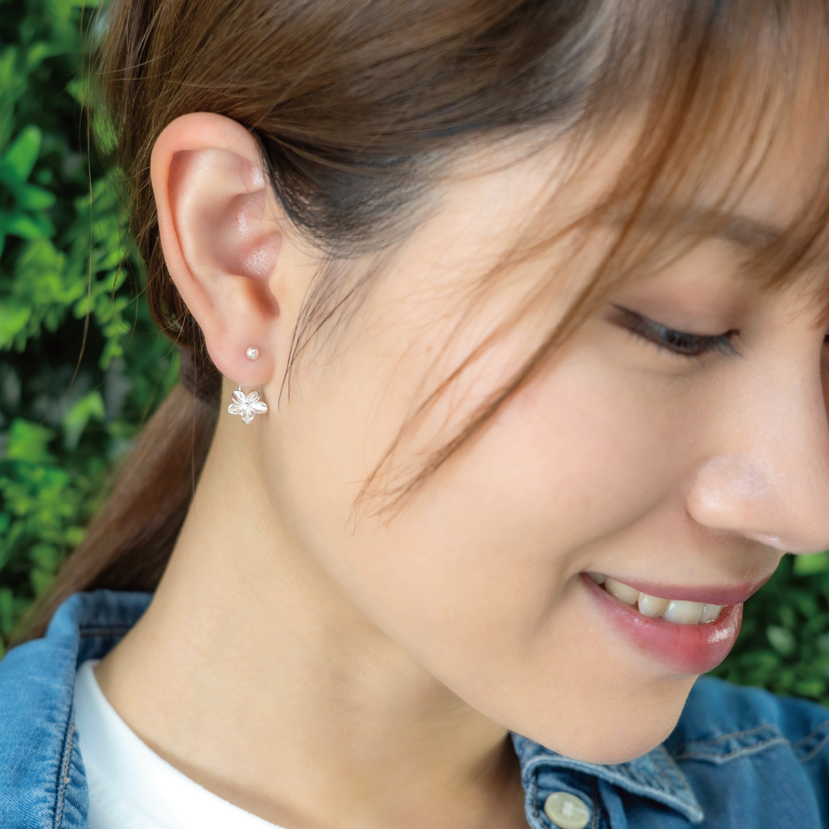 ピアス レディース 両耳用 シルバー925 花 フラワー バックキャッチ C