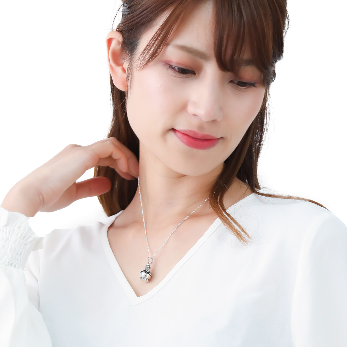 アロマペンダント ネックレス レディース シルバー925 香水瓶 パフューム アロマ 40cm 小豆チェーン 個性的 ユニーク 金属アレルギー対応 爆買の画像
