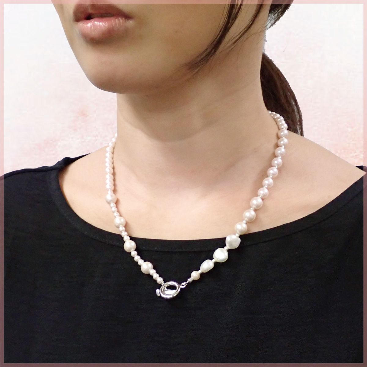ネックレス ラリエットネックレス 淡水パール ドレスに合う