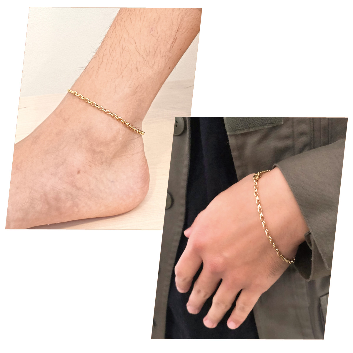 ペアブレスレット アンクレット サージカルステンレス316L close to me st ゴールド チェーン 2way 彫刻 金属アレルギー対応 爆買の画像