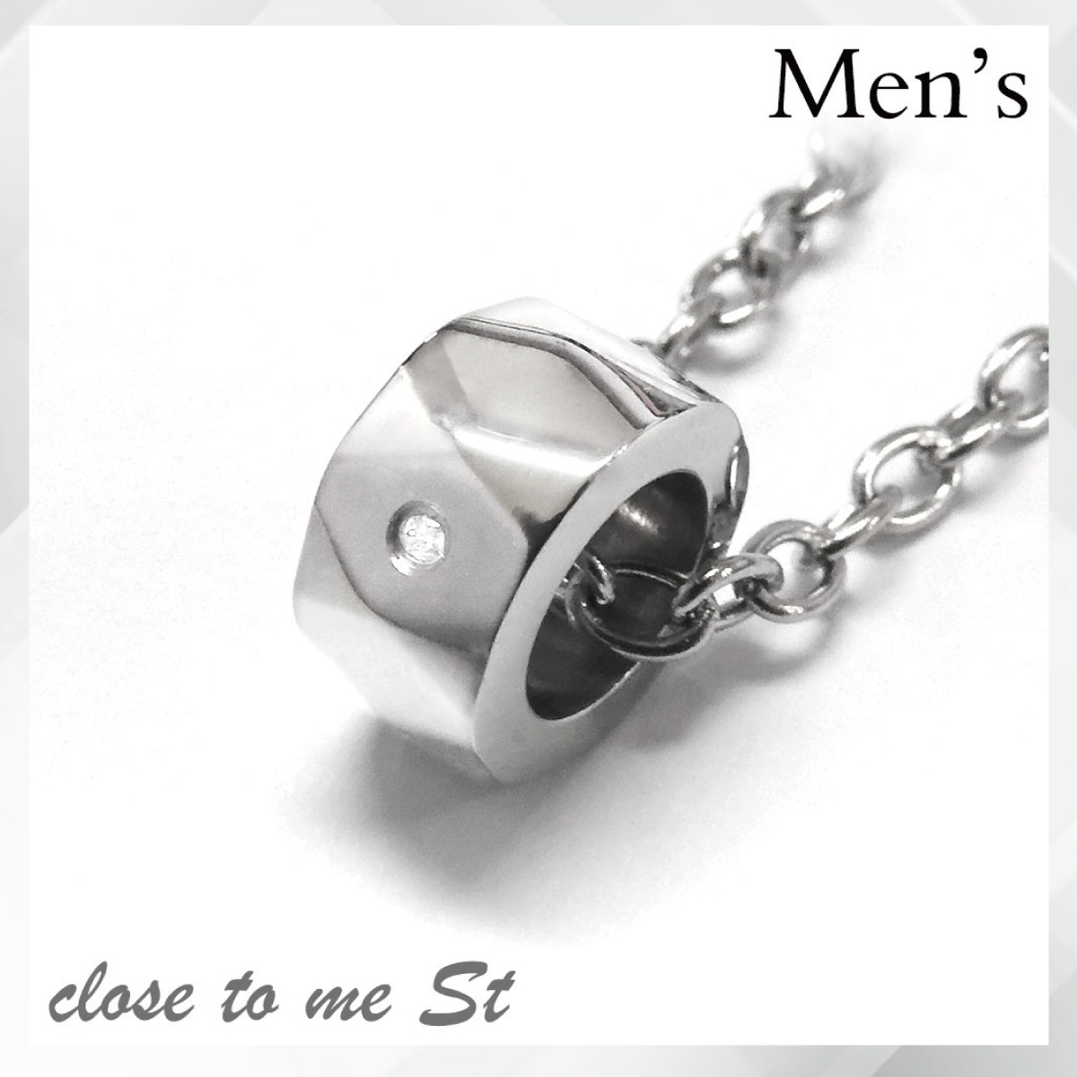 ネックレス ペンダント メンズ サージカルステンレス316L close to me st ダイヤモンド 彫刻 刻印 リング お肌に優しい 金属アレルギー対応 爆買の画像